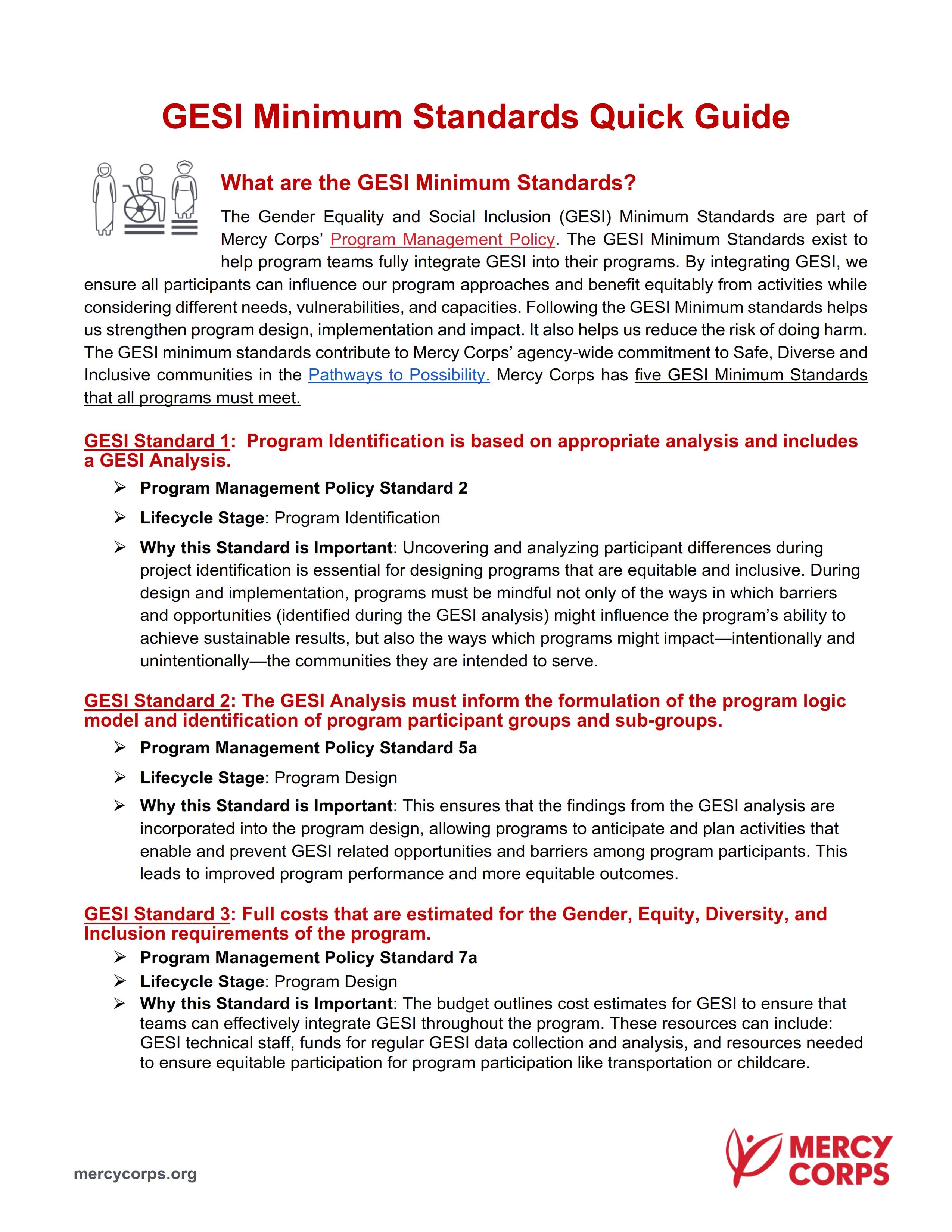 GESI Minimum Standards Quick Guide