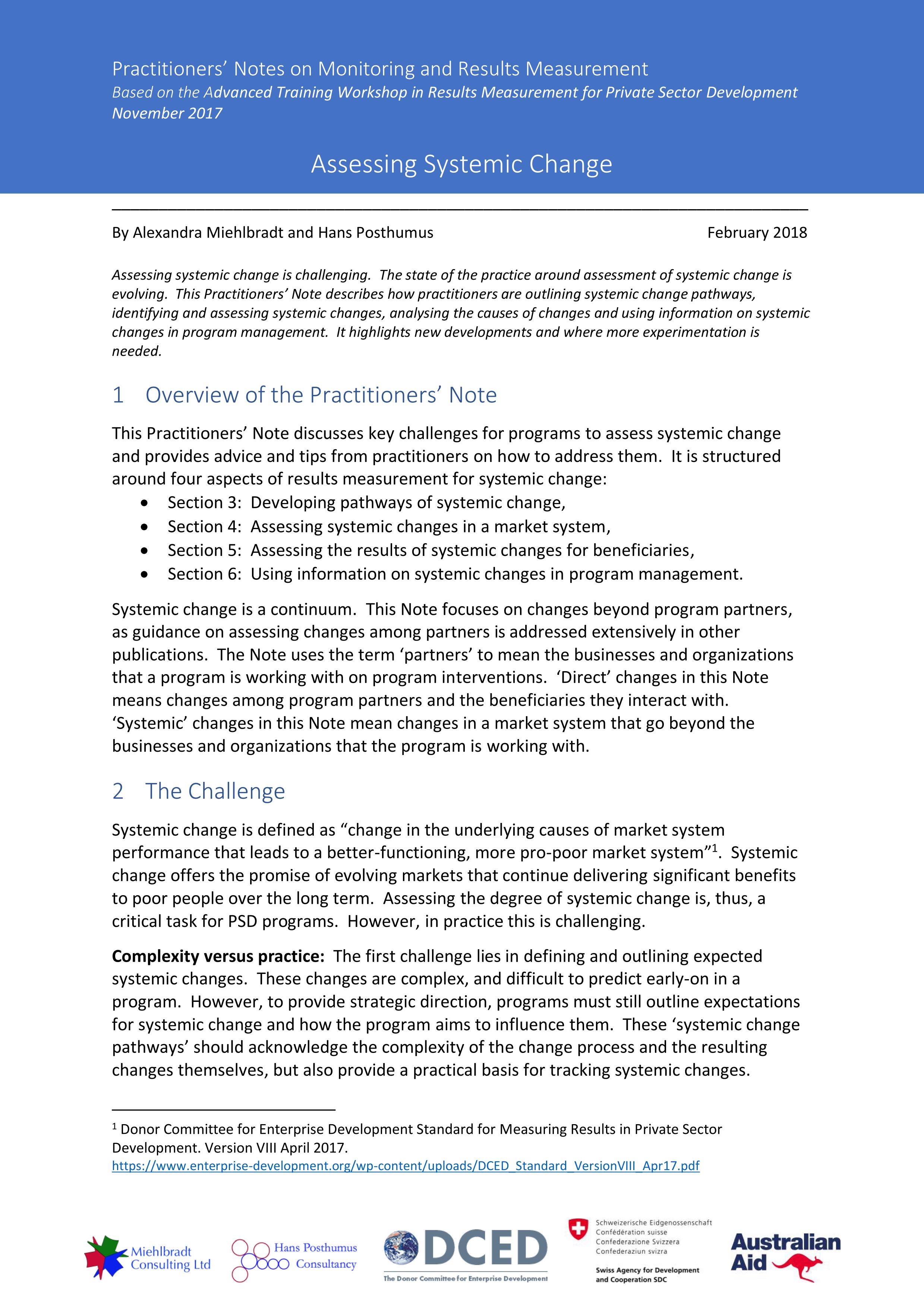 Practitioners’ Notes on Monitoring and Results Measurement